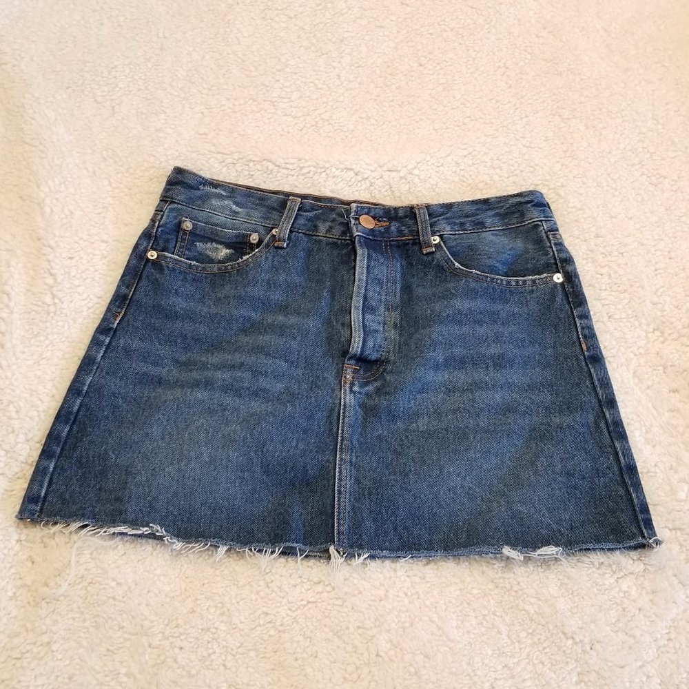 Bershka Button-Up Medium Rinse Denim Skirt